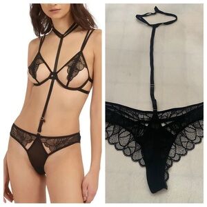New! Bluebella Emerson Black Lace Harness Choker Panties 2187
